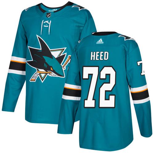 Adidas Men San Jose Sharks 72 Tim Heed Teal Home Authentic Stitched NHL Jersey